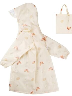 Kids Cream Rainbow Hooded Raincoat - Brand: